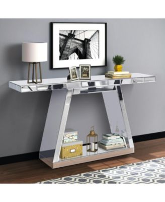55.9" Glass Mirror Modern Luxe Console Table