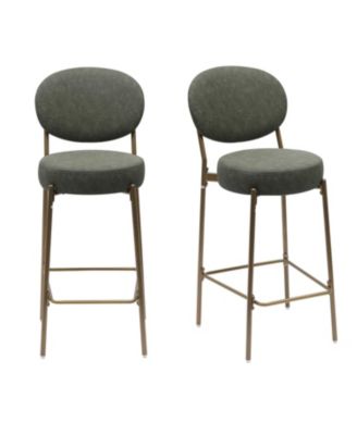 29" Faux Leather Bar Stools - Set of 2