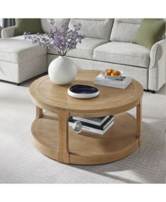 Streamdale Curved 2-Tier Round Coffee Table with Wheels