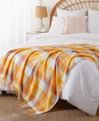 Yarn-Dyed Woven Plaid Fringe Throw, 60" x 50"