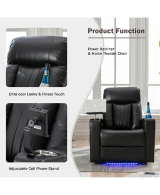 Premium Power Recliner with Storage Arms, Cupholders, Swivel Tray Table and Cell Phone Stand