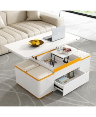 Lift-Top Coffee Table with 4 Stools