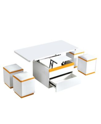 Lift-Top Coffee Table with 4 Stools