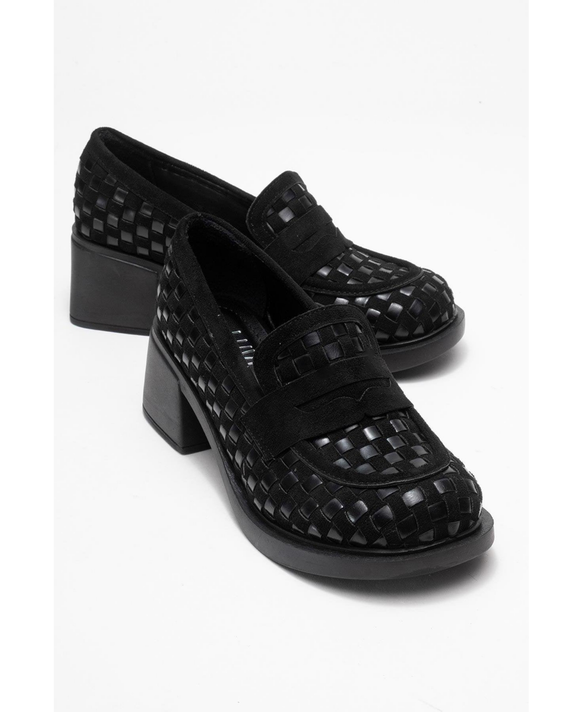 Prologue Shoes Women's Marlon Woven Block Heel Loafer