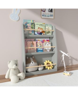 + 3 Tier + Wood (or MDF if applicable) + Gray Finish + Kids Bookshelf