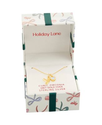 Sterling Silver Initial Charm Necklace in Holiday Ornament