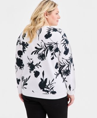 Plus Size Printed Crewneck Fleece Sweatshirt