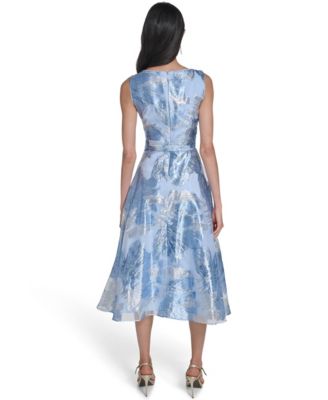 Women's Wrap Front V-Neck Midi Dress