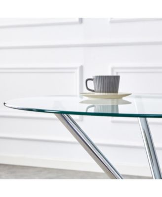 Unique Round Glass Dining Table with Silver Legs