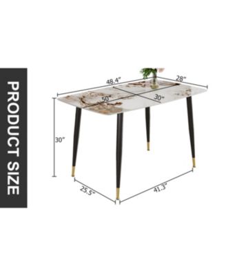 Streamdale Sintered Stone Dining Table, Black Metal Legs