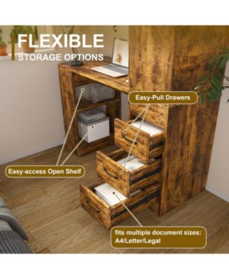 Streamdale Computer Desk with Socket, Drawers & Shelves - Carbonized Wood