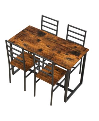Metal & Wood Dining Set for 4