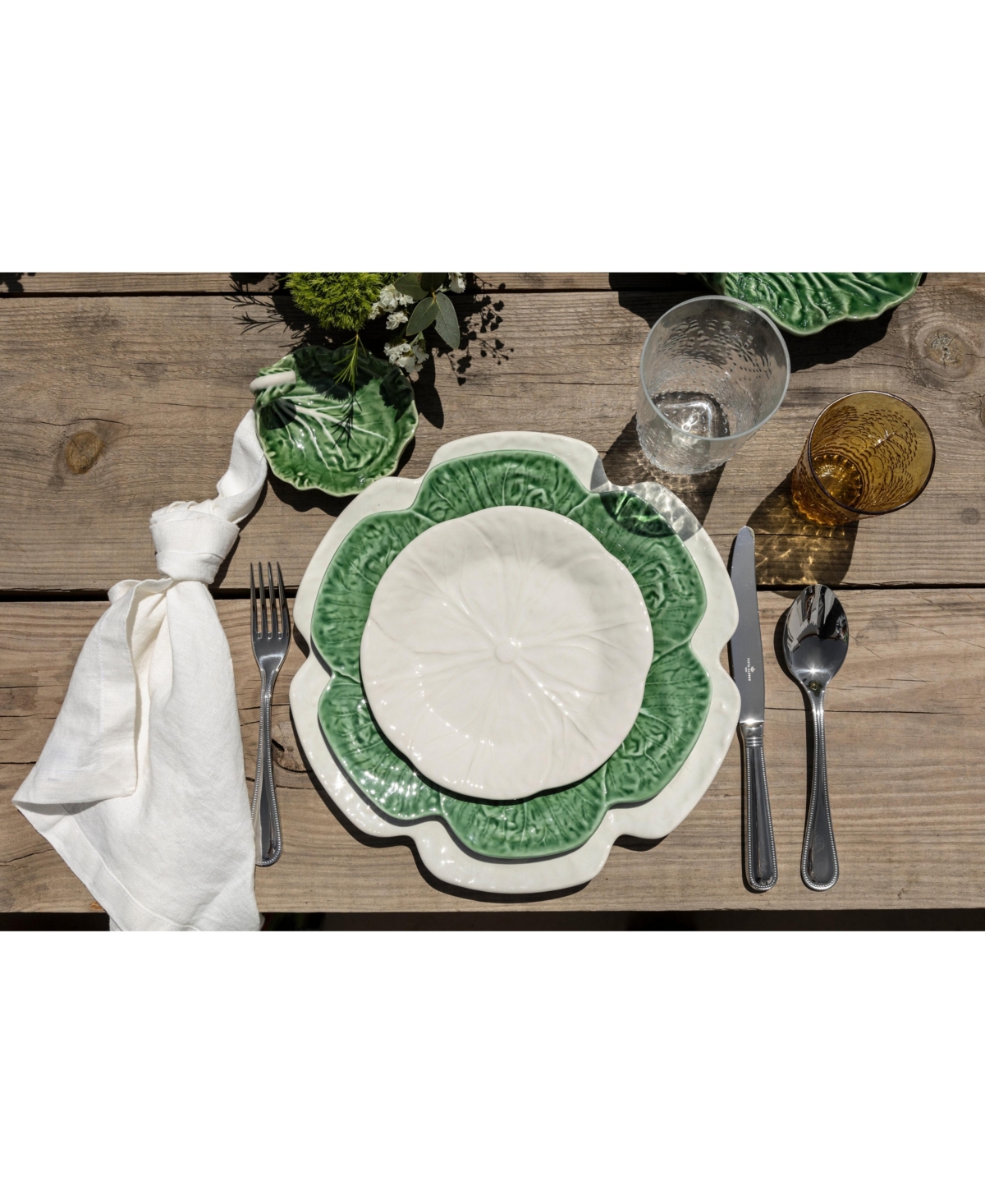 Bordallo Pinheiro Cabbage Beige Charger Plate, Set of 2