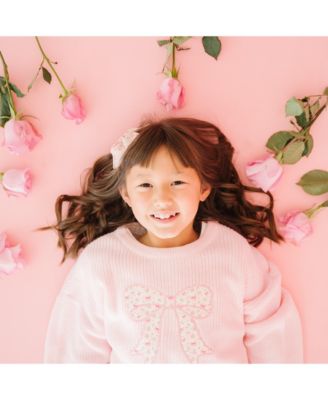 Big Girls Ditsy Floral Bow Knit Sweater