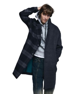 Men's Checkered bimaterial coat