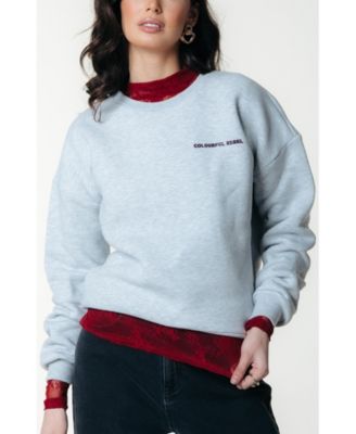 Women's CR Round Flower Dropped Shoulder Sweat