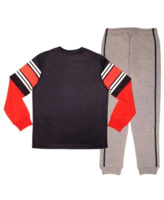 Boys 2-Piece Long Sleeve Active Mesh T-Shirt and Pants Set