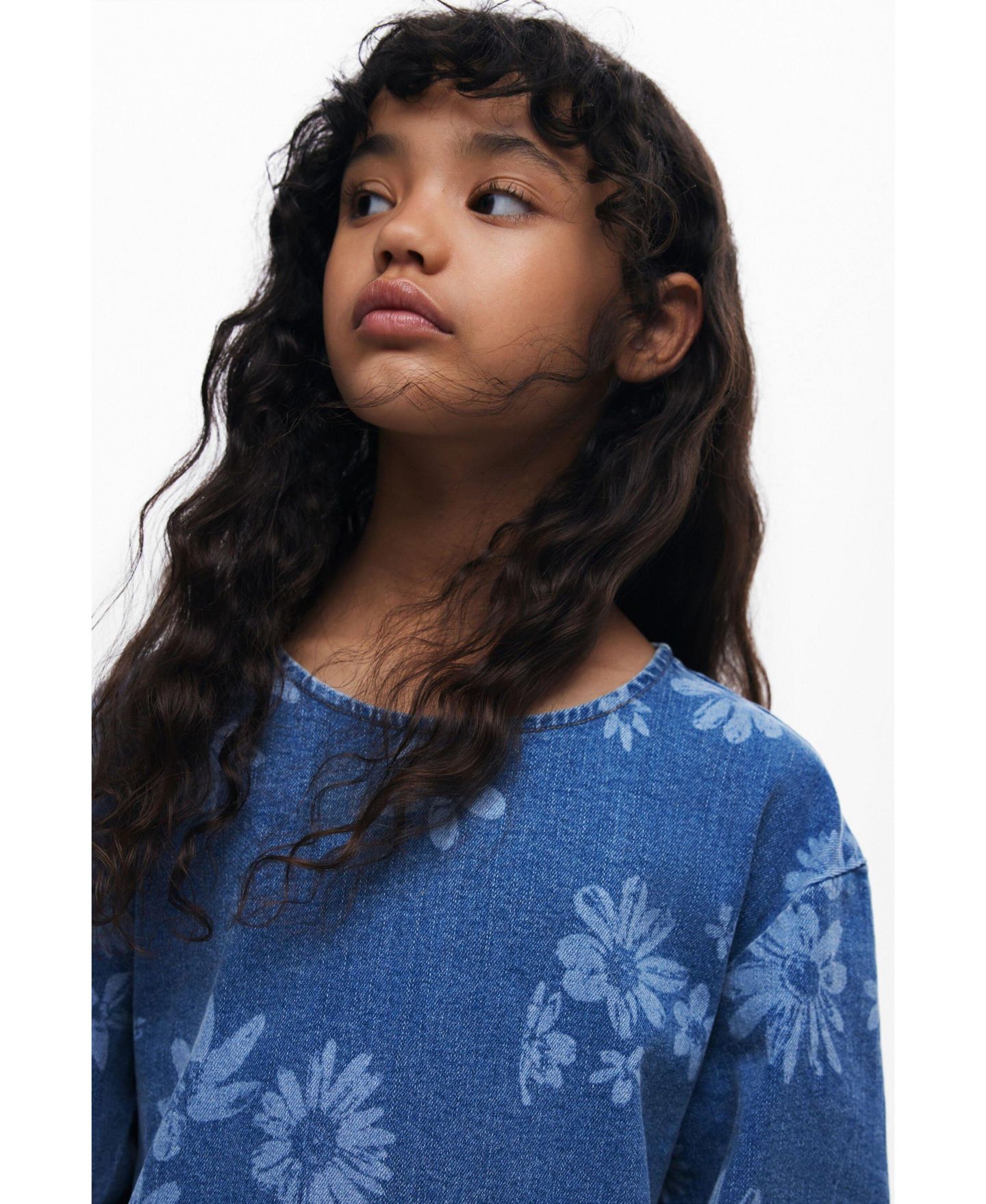 Платье Desigual 's Denim floral dress для девочек, цвет: Светлый синий — фото 3