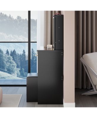 37" Vanity Table with Mirror Stool & Storage