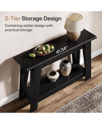 41.3" Farmhouse Console Table, 2-Tier Wooden Entryway Table