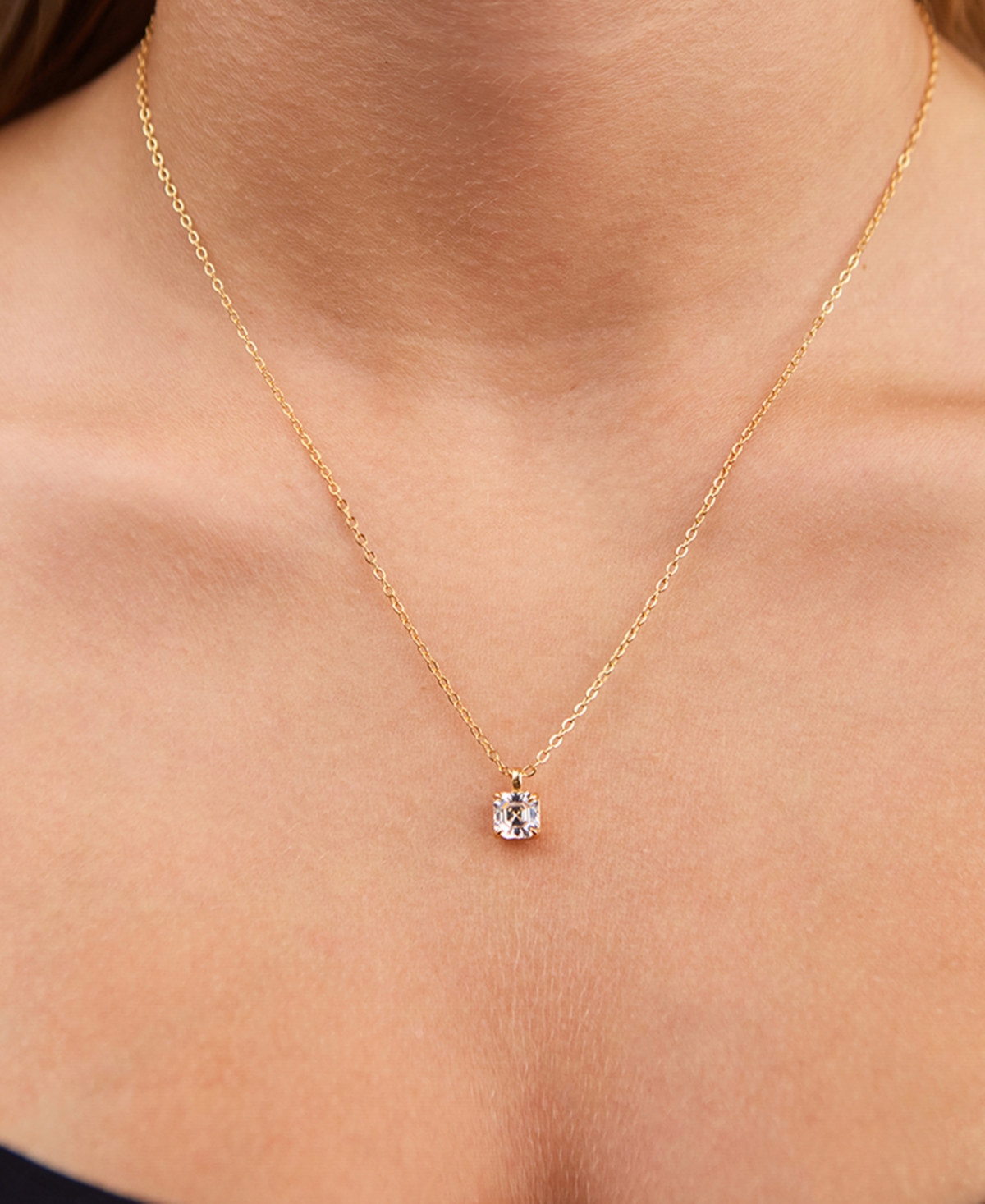 Sterling Forever Asscher Prong Set Pendant