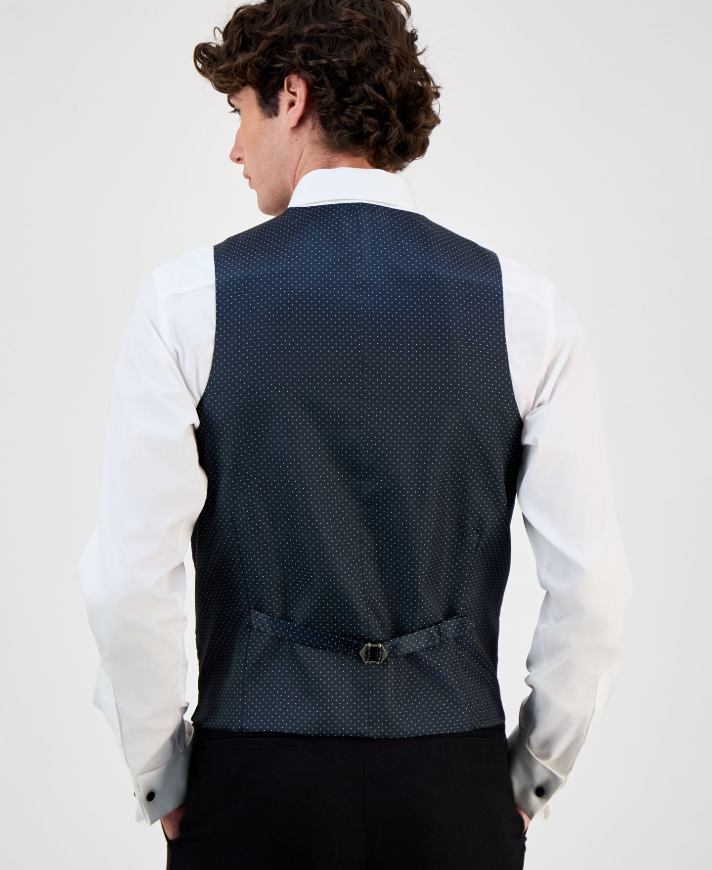 Мужской жилет Alfani Slim-Fit Stretch Tuxedo Vest, цвет: Чёрный — фото 3