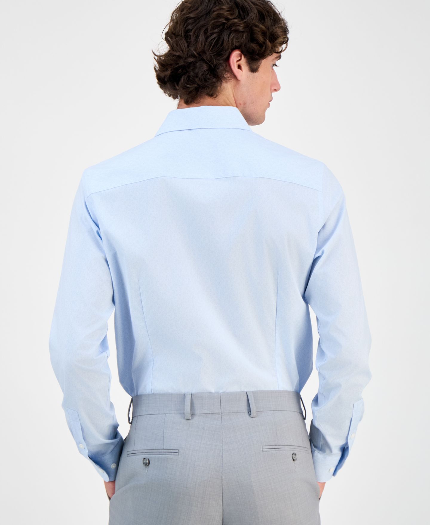 Мужская рубашка Bar III Slim-Fit Vine Print Dress Shirt, цвет: Светлый синий — фото 4