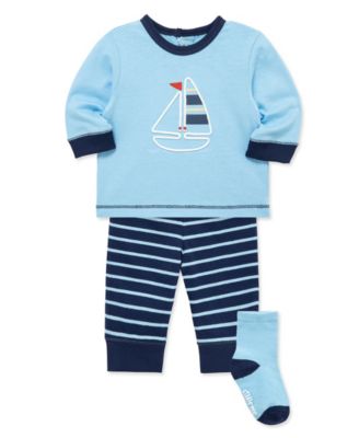 Baby Boys' Sailboat Printed Top, Joggers and Socks, 3-Piece Set