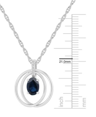 Sapphire (1 ct. t.w.) And Diamond (1/20 ct. t.w.) Pendant Necklace in 14k White Gold (Also Available in Emerald & Ruby)