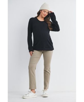 Maternity Casual V Neck Long Sleeve Pullover Top