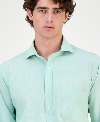 Men's Regular Fit Traveler Fine Stripe Dress Shirt, Created for Macy's 