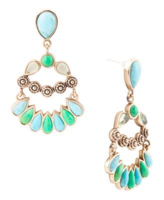 Legacy Blue and Lime Turquoise Golden Post Drop Earrings
