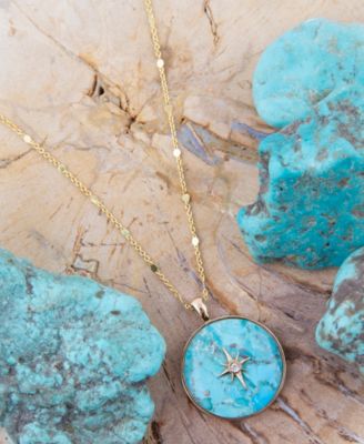 Celestial Blue Turquoise Golden Pendant Necklace