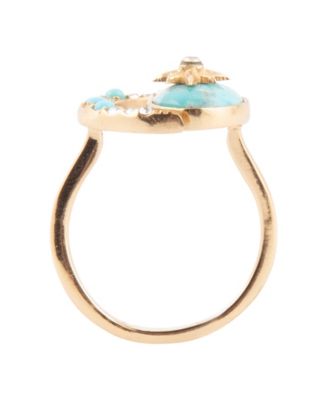 Celestial Blue Turquoise Golden Bypass Ring