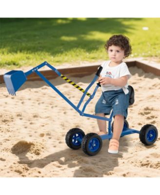 Kids Sand Digger Toy with Two-Hand Controls and Metal Shovel Arm