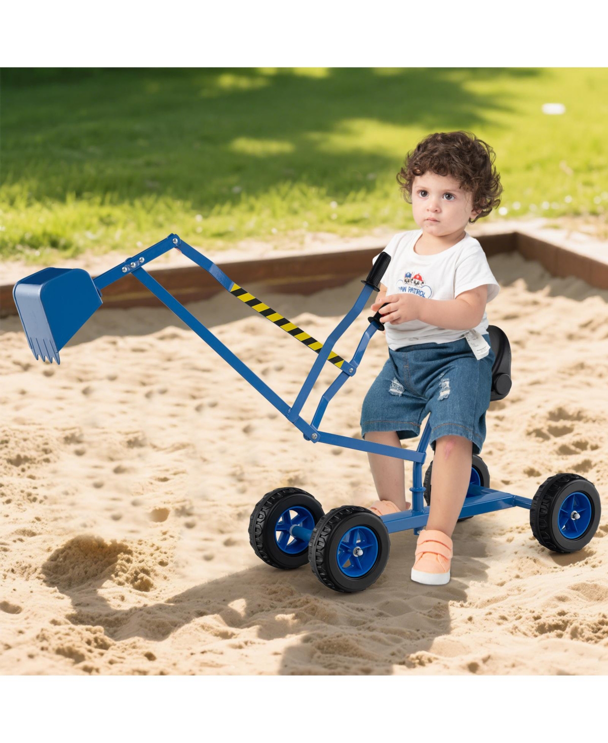 Hongge Kids Sand Digger Toy with Two-Hand Controls and Metal Shovel Arm