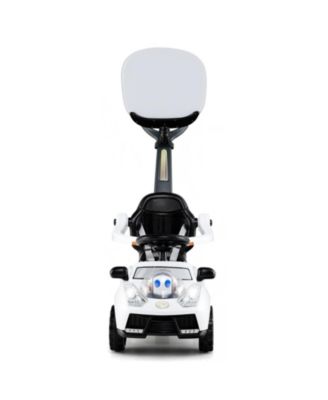 3 In 1 Toddler Push Car Ride On Toy With Adjustable Canopy Storage And Handle