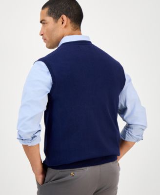 Men's Solid V-Neck Sweater Vest, Created for Macy's 