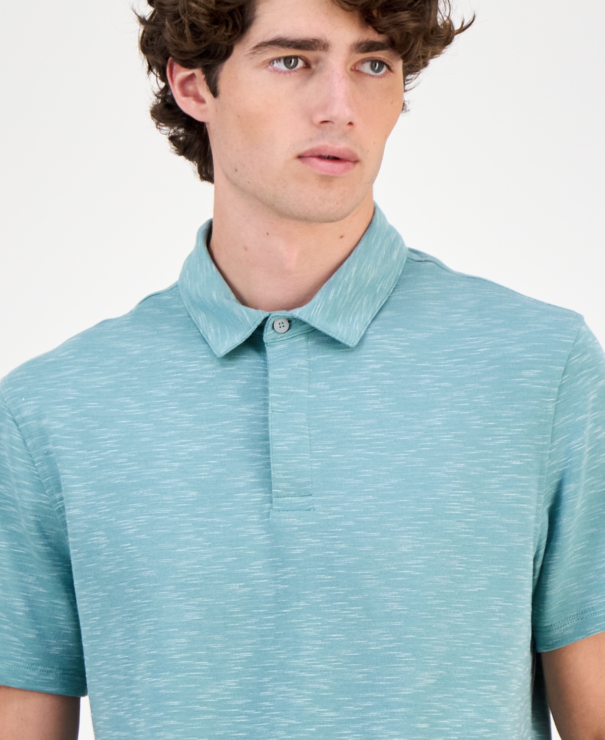 Alfani Alfatech Short Sleeve Marled Polo Shirt, Created for Macy's