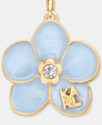 Gold-Tone Enamel Flower Logo Drop Earrings