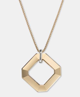 Two-Tone Faceted Geometric 36" Adjustable Pendant Necklace