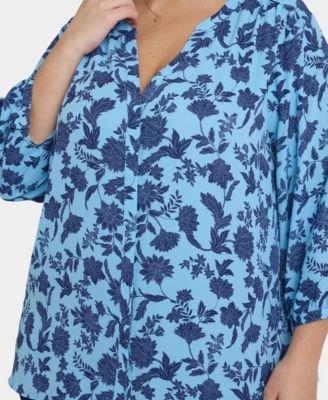 Plus Size Pintuck 3/4 Sleeve Top