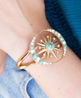 Celestial Blue Turquoise Golden Cuff Bracelet