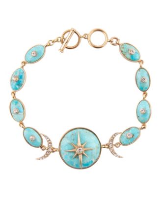 Celestial Blue Turquoise Golden Link Bracelet