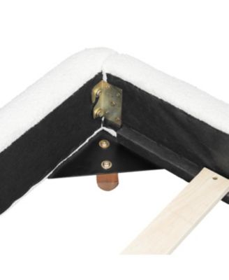 King Size Boucle Upholstered Platform Bed with Solid Wood Legs