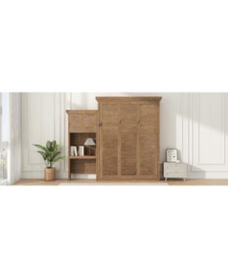 Queen Murphy Bed with Storage & Louvered Detail