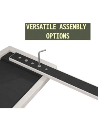 Queen Size Upholstered Platform Bed with Adjustable Headboard, White