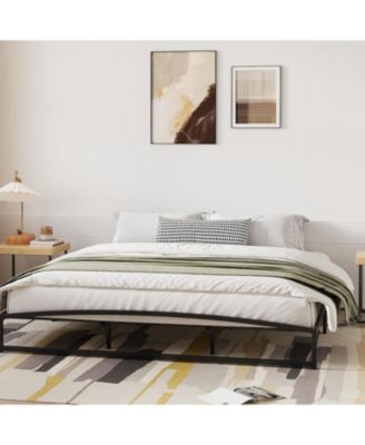 King Size 10 Inch Metal Platform Bed Frame Heavy Duty Slats Underbed Storage Noise-Free Non-Slip Black