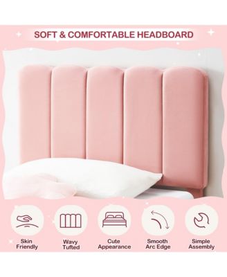 Easy Assembly Twin Bed Frame Velvet Upholstered Platform Bed Space Saving, for Living Room, Guest Room