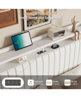 Size Floating Bed Frame with RGB LED Lights & Charging Station